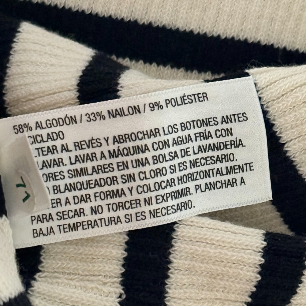 A New Day Cardigan Women XL Cream Black Striped Ribbed Knit Button Front Sweater - Picture 7 of 12